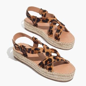 NEW! Sz 7 Madewell Malia Espadrille Sandal in Leopard Calfhair